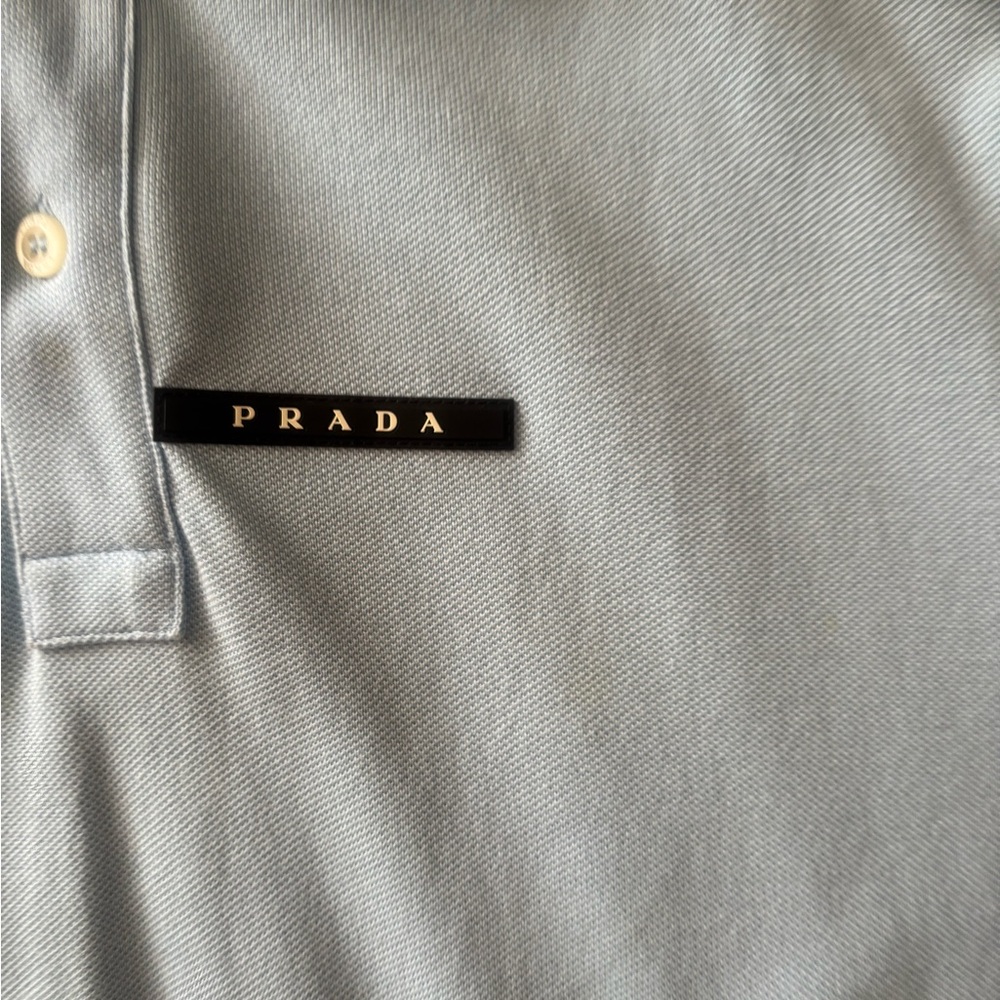 Prada Baby blue Polo Shirt Soft Textured Fabric